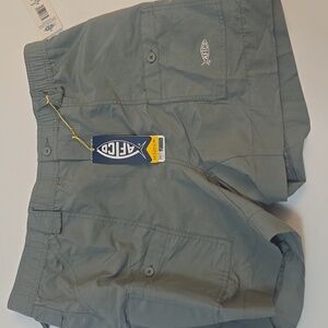 AFTCO Men's Olive Cargo Fishing Shorts Light Weight Water Resist